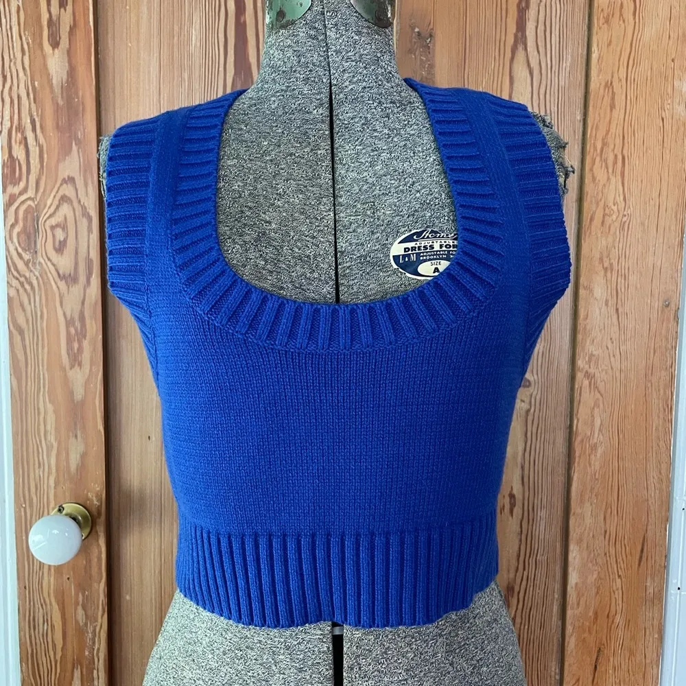 Revolve x All The Ways Cobalt Blue Cropped Sweater Tank - Sz M 💛🎀 - Image 3