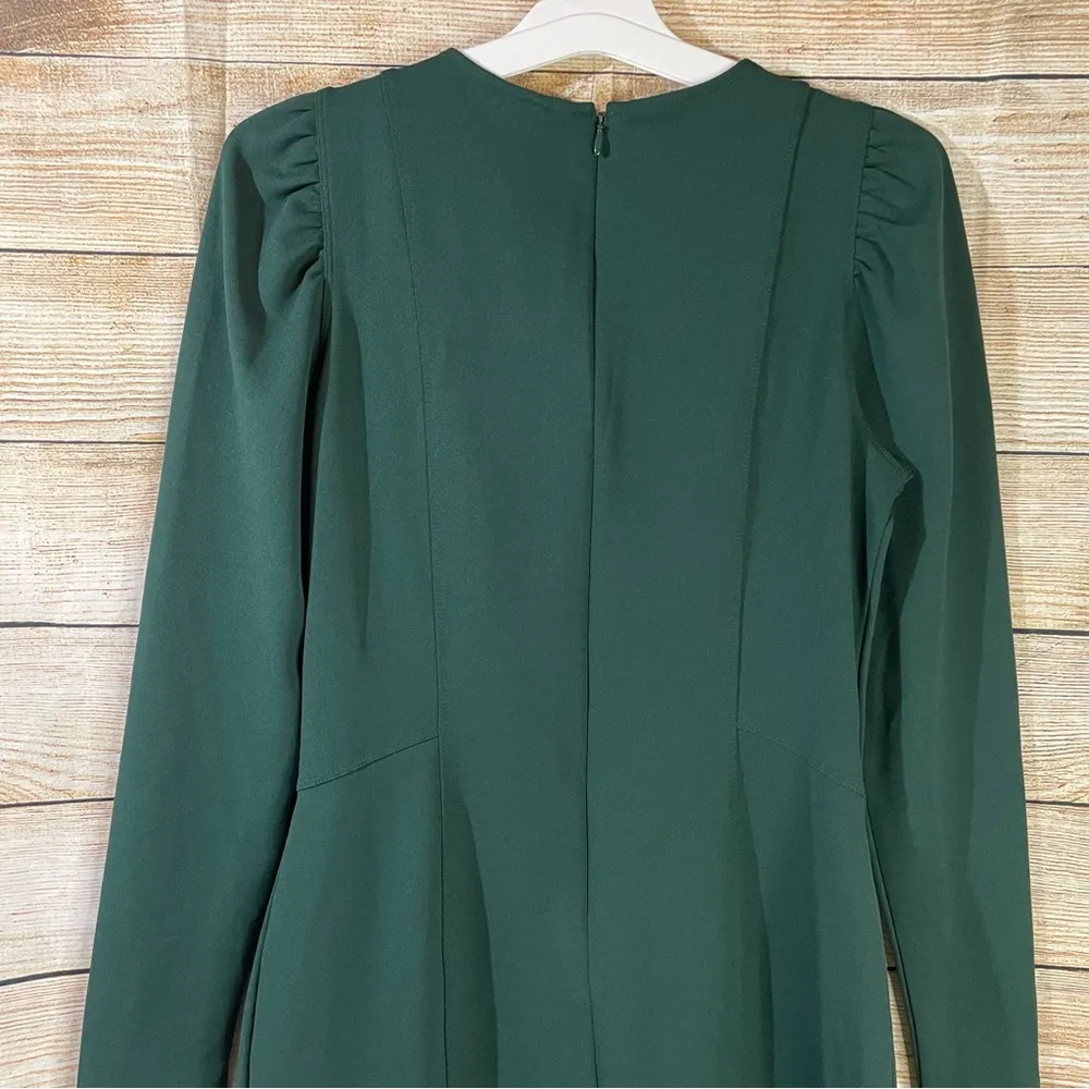 H&M puff sleeved green fitted dress Size Medium - Image 8