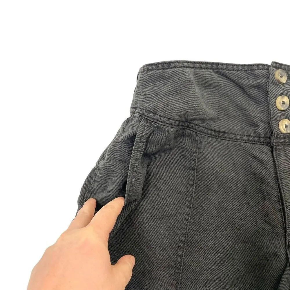 AERIE Linen Blend Pull-On Elastic Waist Lightweight Shorts Charcoal size Small - Image 2