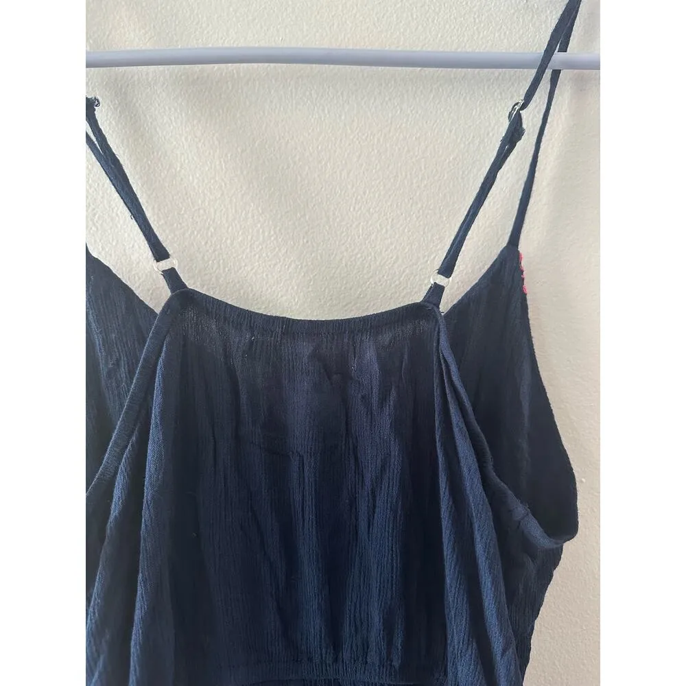 American Rag Romper Women's Medium Navy Sleeveless Embroidered Bohemian Boho - Image 6