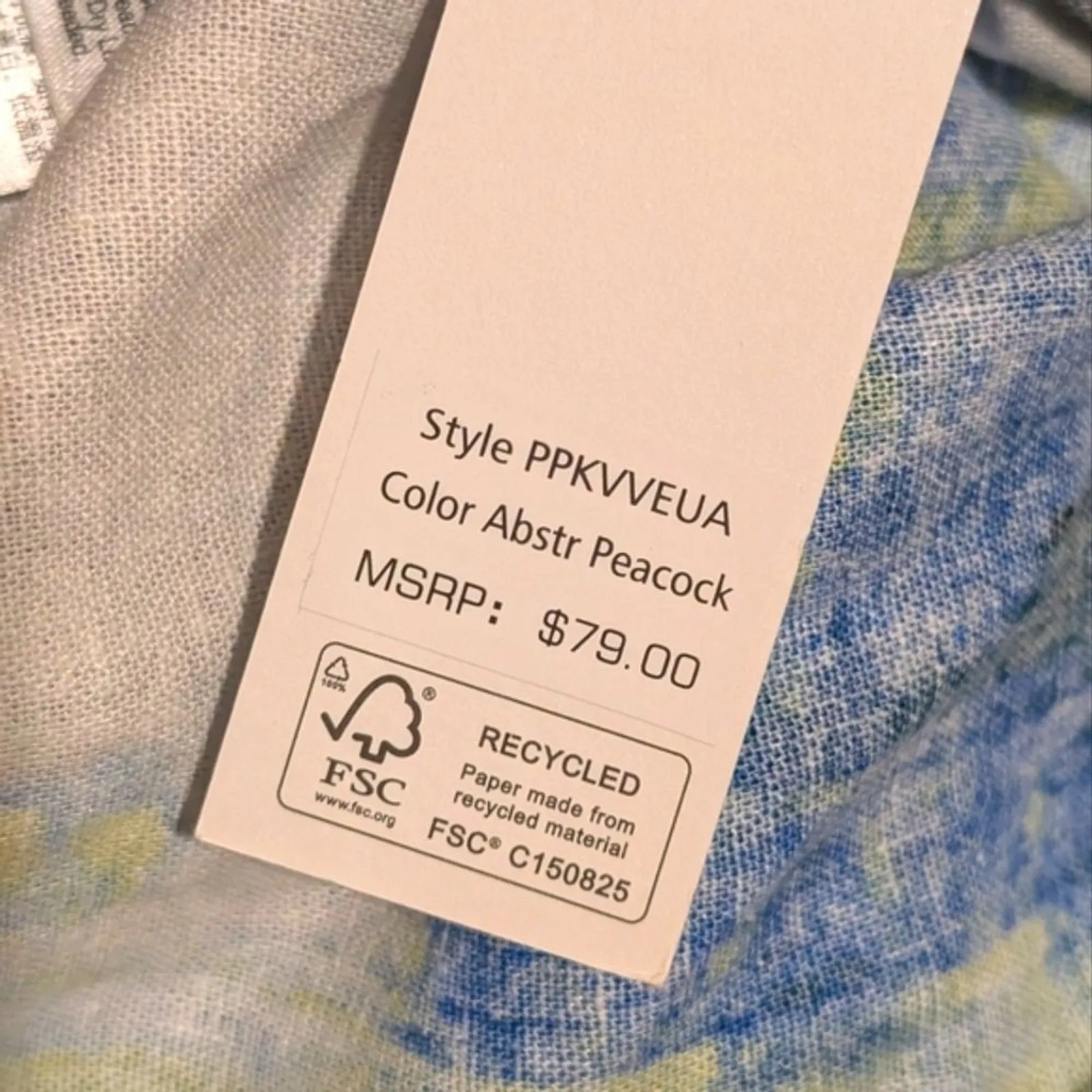 🆕 DKNY Linen Pants Plus 1X Blue Black Print Cropped Wide Leg Pants NEW NWT - Image 4