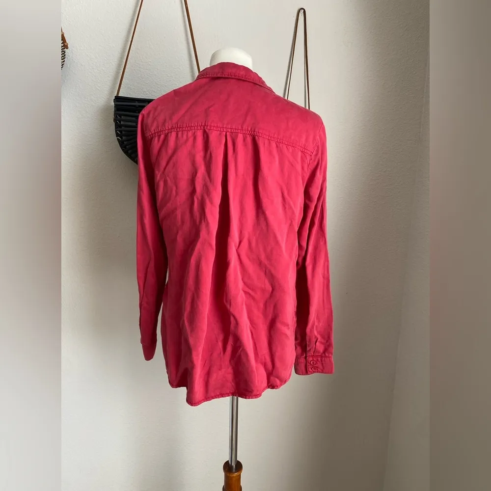 Bella Dahl Red Tencel Button Down Top Shirt, Size Small - Image 3