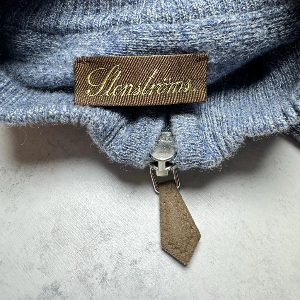Stenströms Blue Merino Wool Quarter Zip Sweater M Size M - Image 3