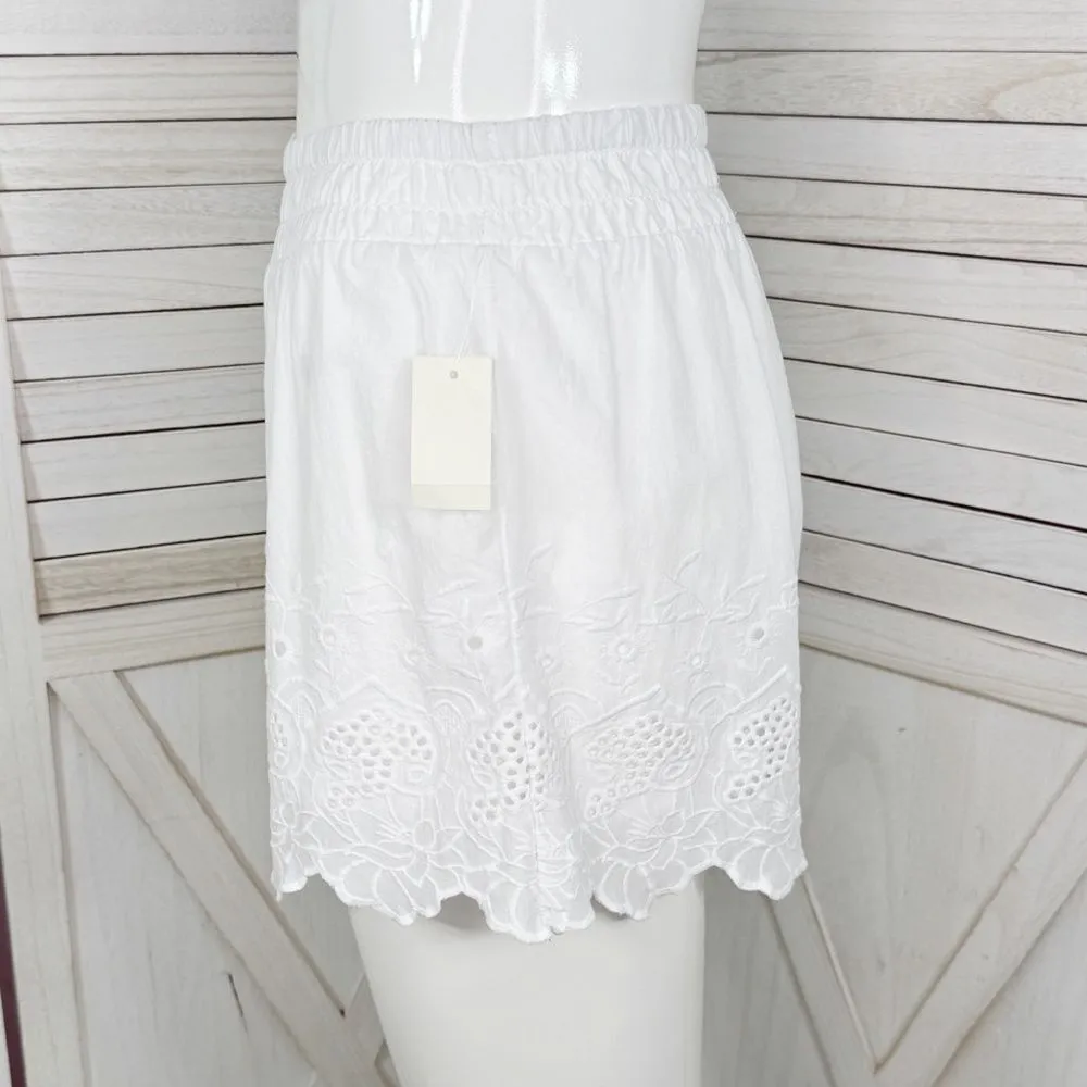 Aeropostale Live Love Dream Eyelet Hem High Waist Shorts White Small - Image 3