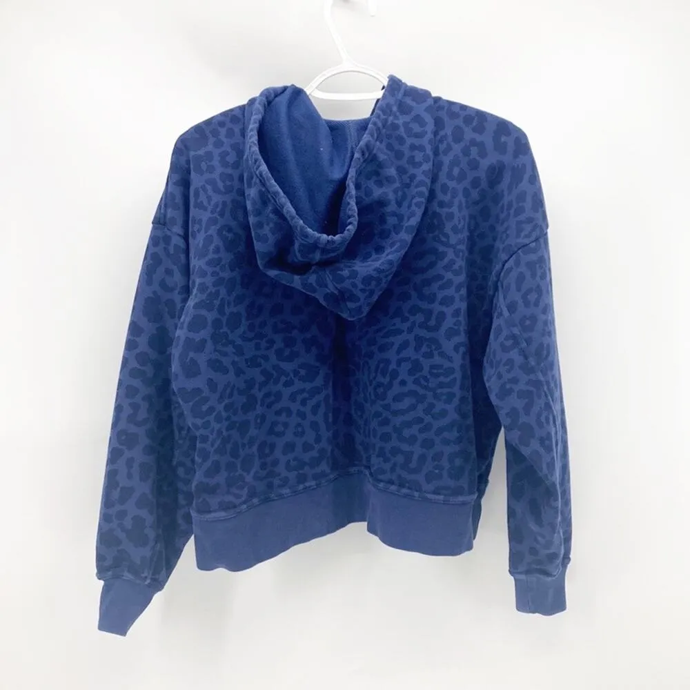 NIKE blue animal print cropped boxy oversized sweatshirt hoodie sz S - Image 8