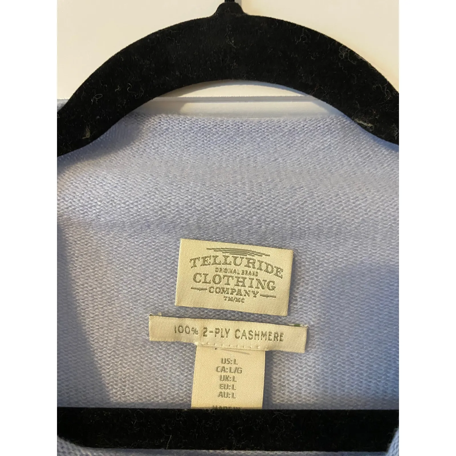 Telluride Cashmere Mock Neck Blue Sweater Large Scandi Heritage Luxury Apres Ski - Image 3