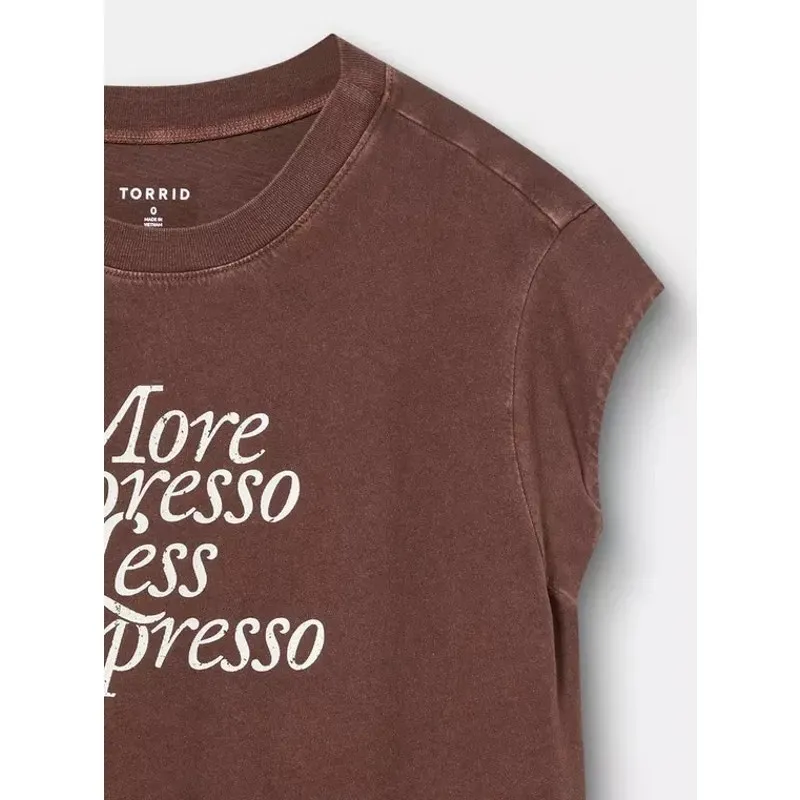 TORRID NWT Plus Size 0 Muscle Tank Espresso Depresso Coffee Graphic Tee - Image 4