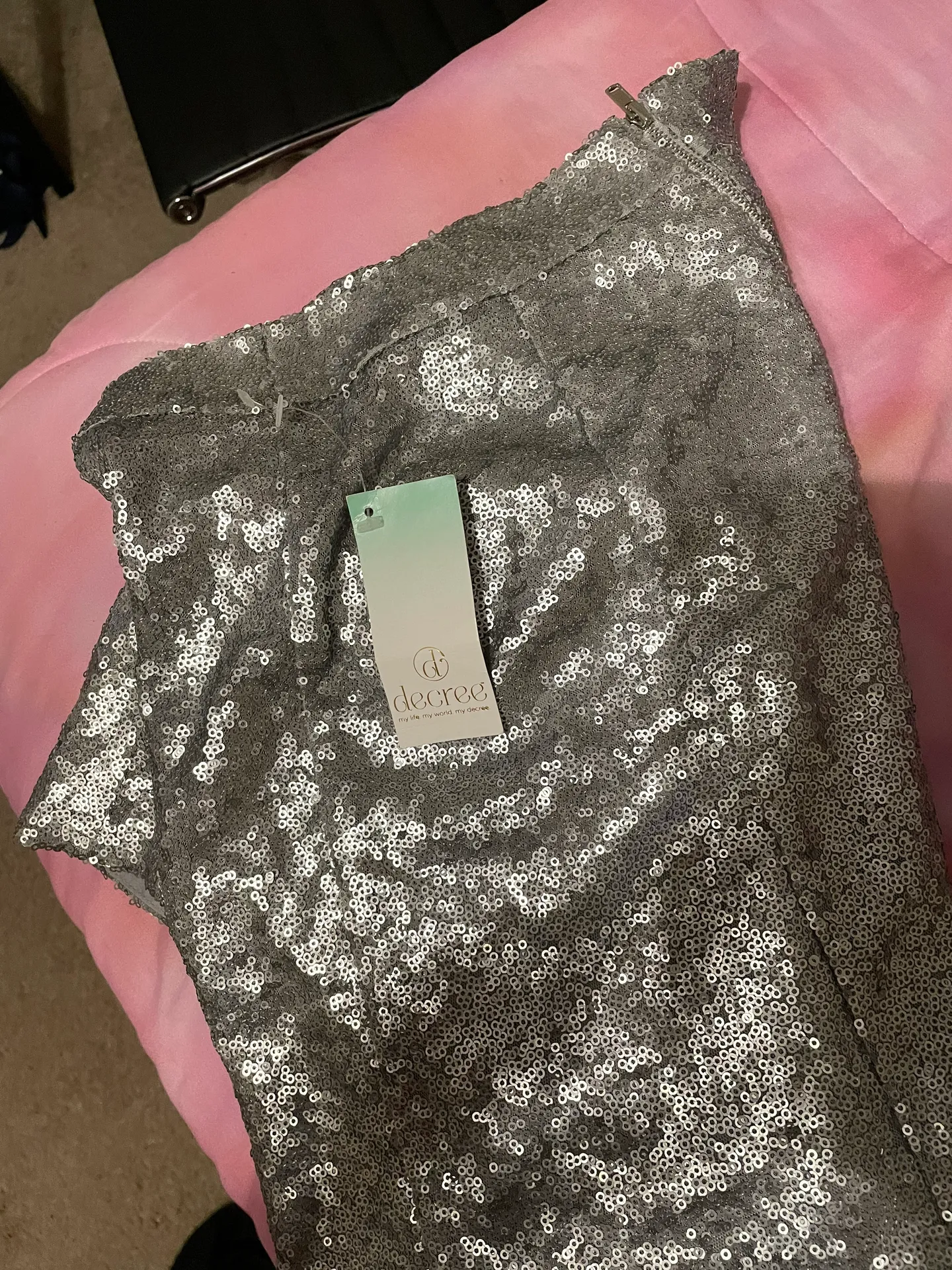 Decree Sparkly Shiny High Waisted Mini Skirt - Image 6