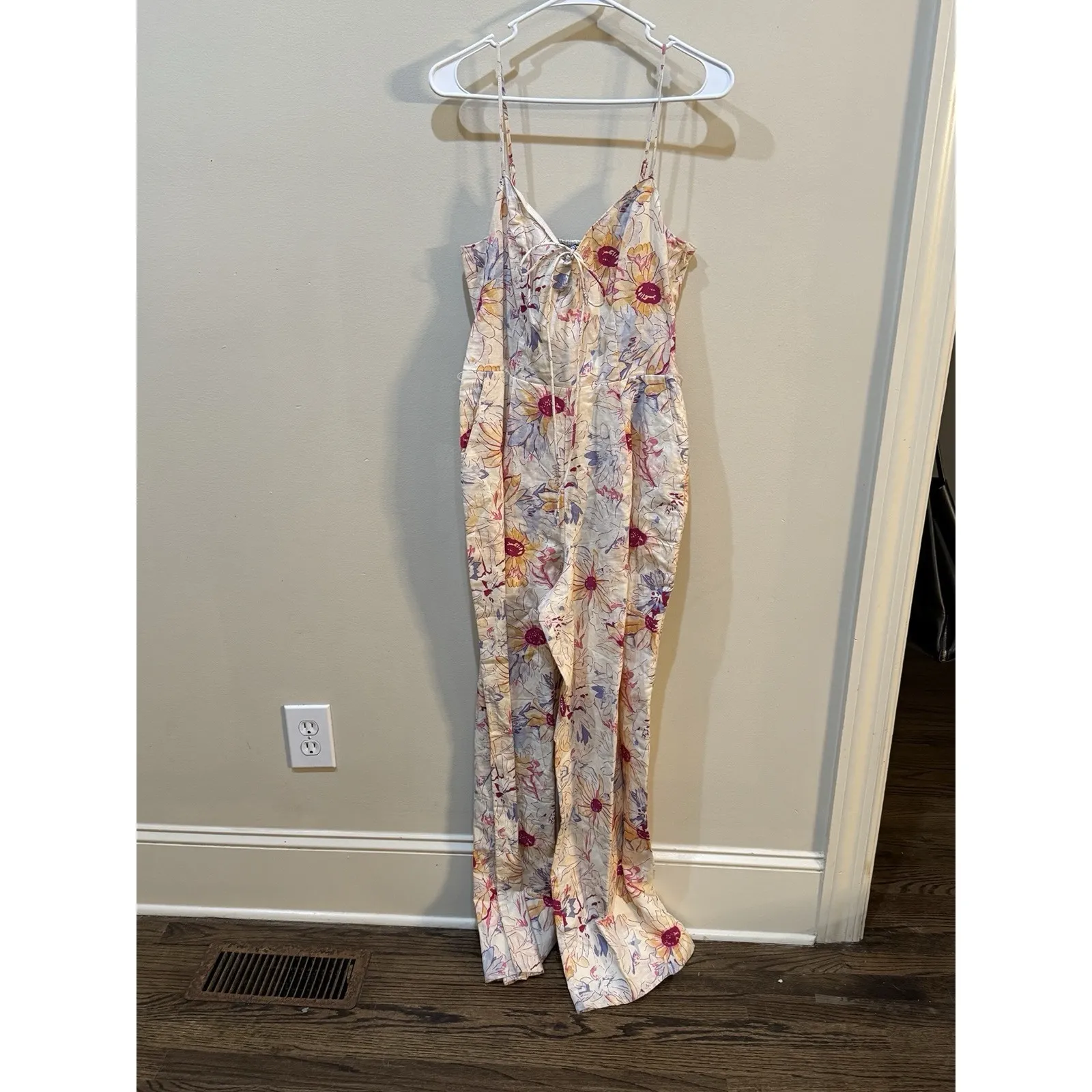 Paige Jumpsuit Akari Floral‎ straight sleeveless linen blend size 6 - Image 3