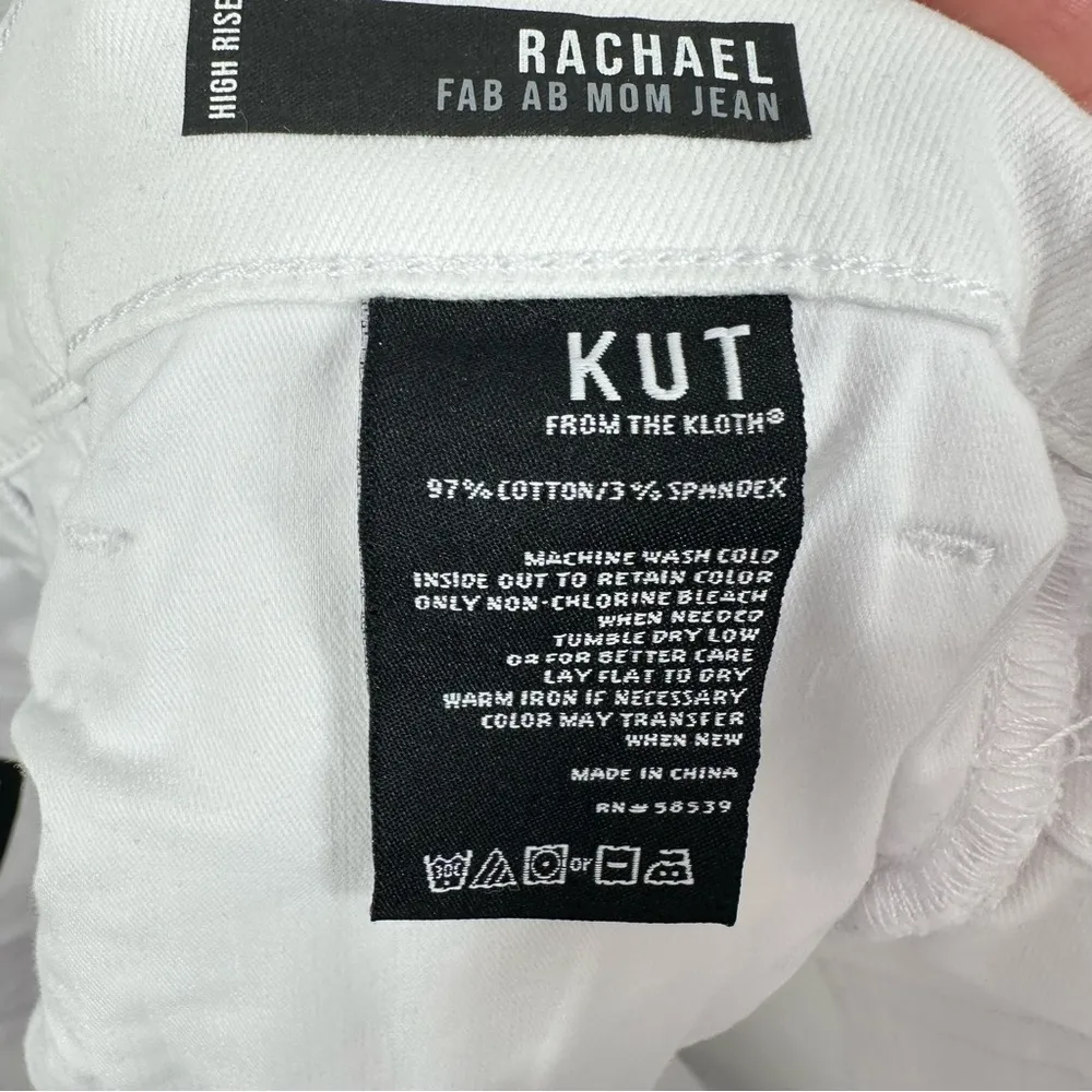Kut From the Kloth White‎ Denim Jeans High Rise Ab Fab Mom Jean NWT Size 16 - Image 8