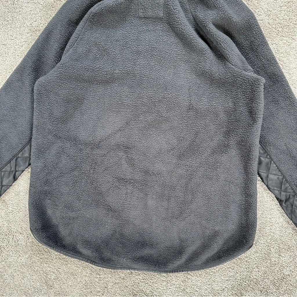 Abercrombie & Fitch Asymmetrical Snap-Up Fleece Faux Leather Pullover in Black L - Image 8