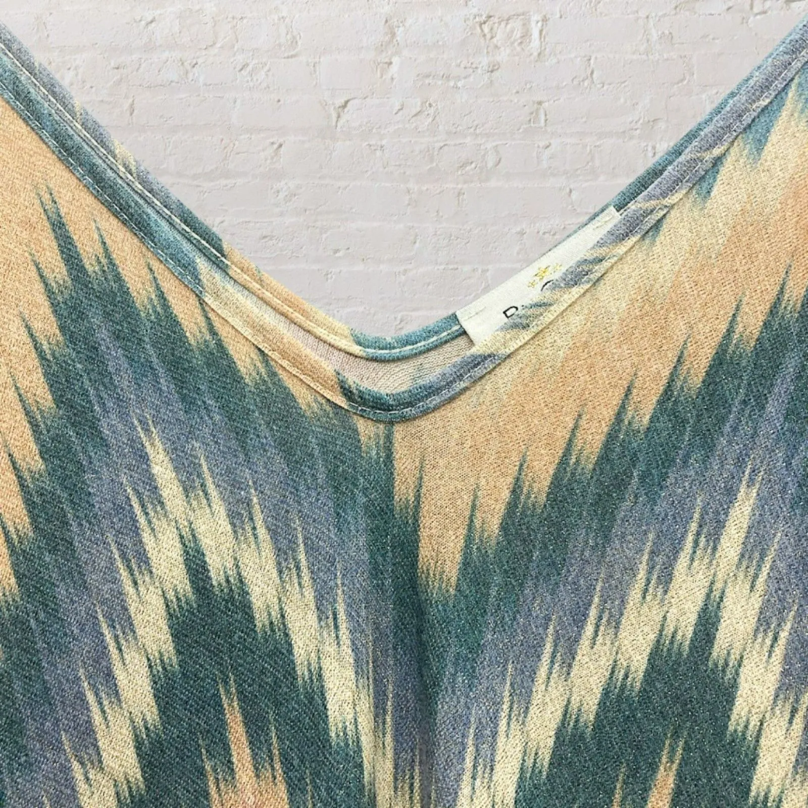 Coco Made Italy L Zigzag Ikat Print Maxi Dress Blue Size L - Image 5