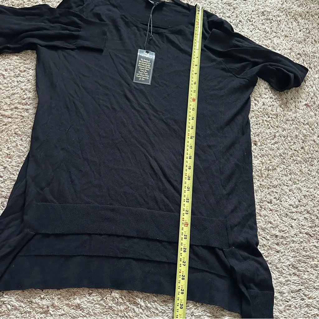 DG2 by Diane Gilman Womens Long Sleeve hi Low Shirt Top in Black Sz Large Cotton - Image 6