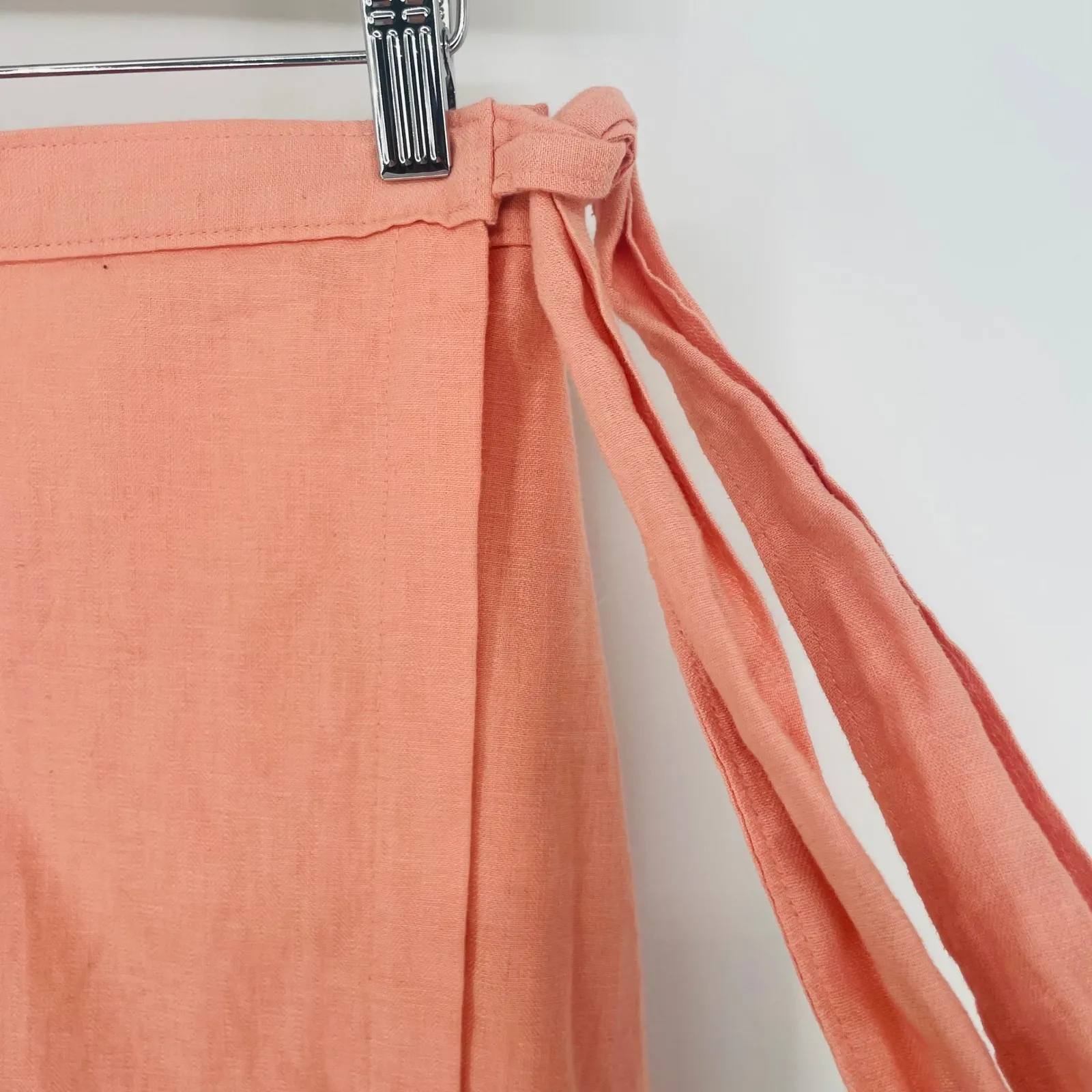 Abercrombie  & Fitch Coral Pink Linen Blend Wrap Skirt Size Small Preppy - Image 2