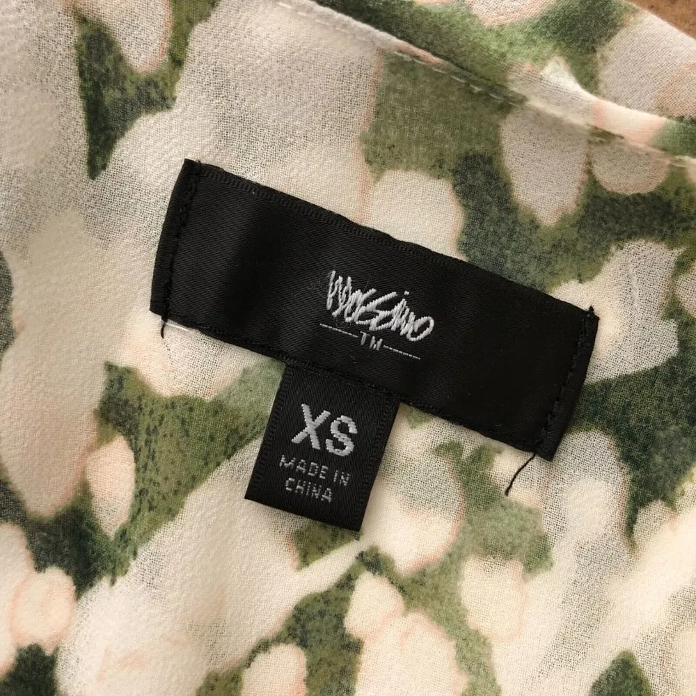 Mossimo Womens Cami Top Tiered Ruffle Watercolor Olive Green White XS - Image 3