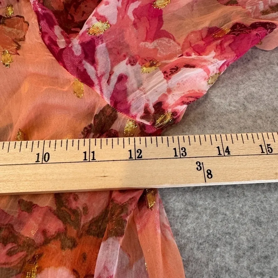 Vintage Y2K Express Sheer Kimono Robe Womens Small Pink Floral Romantic Fairy - Image 15