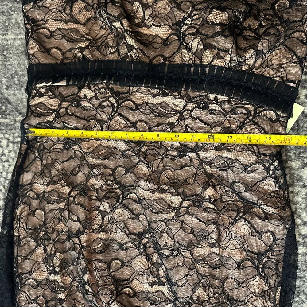 Badgley Mischka Vintage NWT Size 14 Black Lace Rhinestone Formal Strapless Gown - Image 12