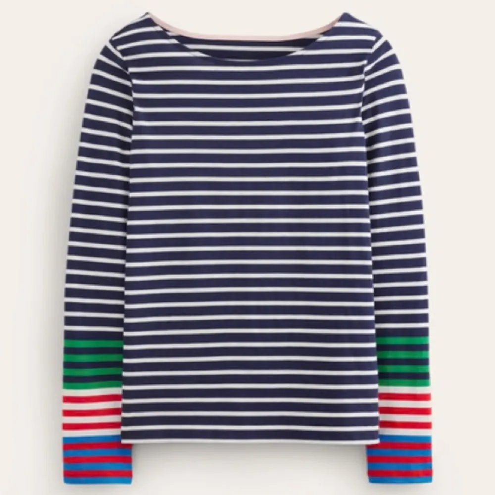 Boden Ella Long sleeve tee top sweater boatneck striped Bretonfrench navy cotton Blue - Image 11