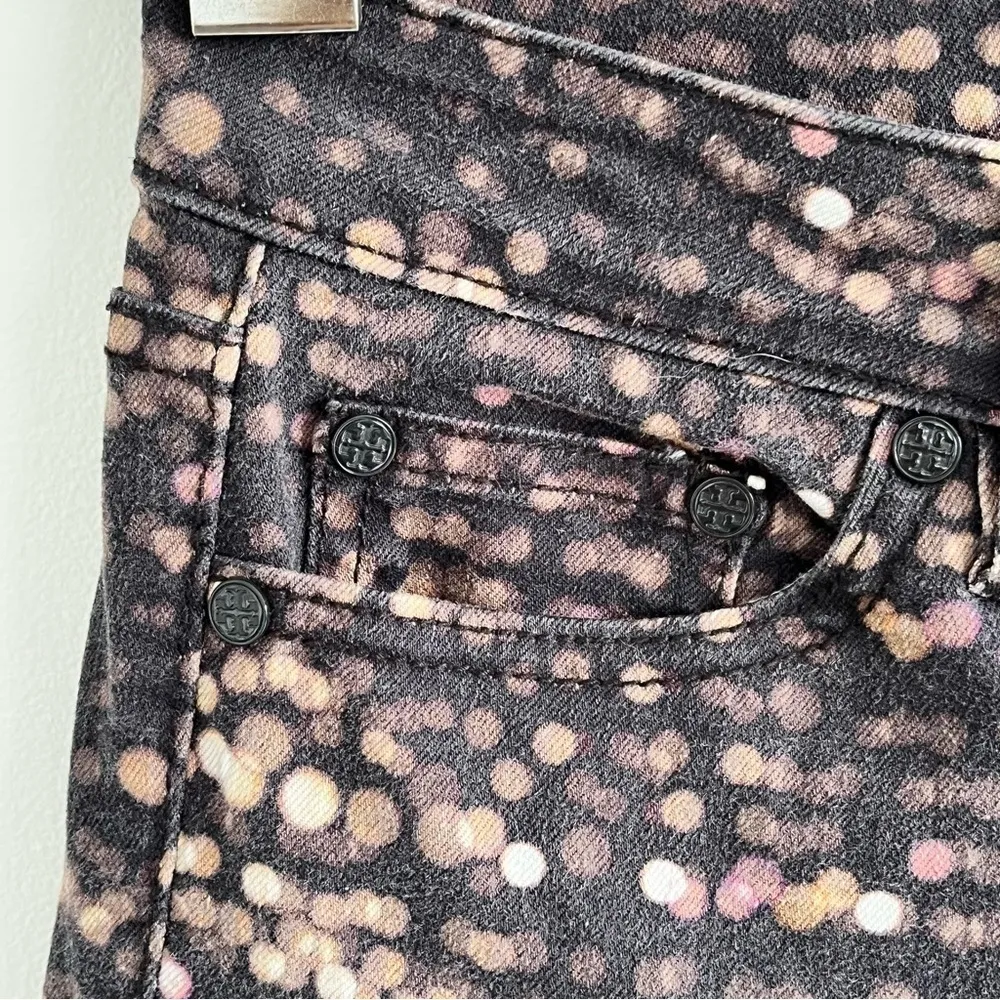 Tory Burch Black Flash Print Slim Skinny Jeans Size 24 - Image 10