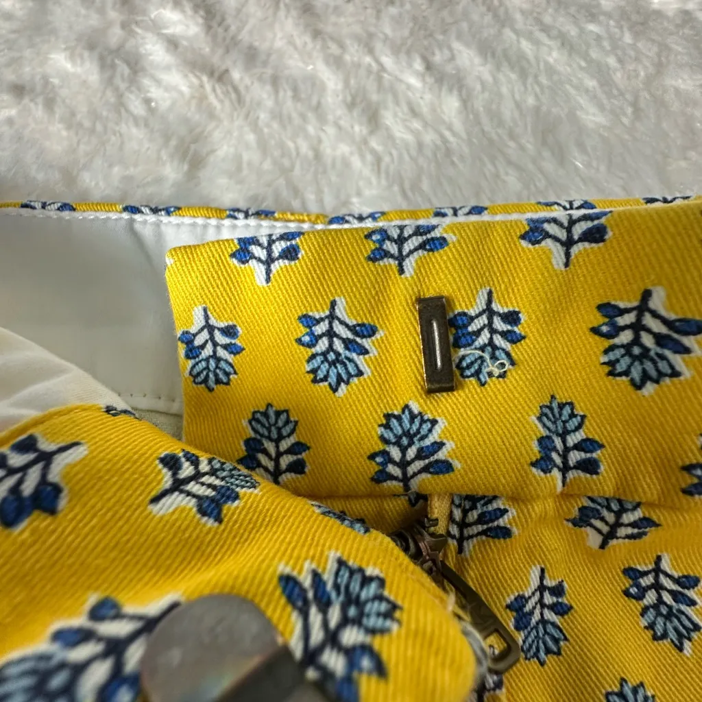 J. Crew Chino Shorts Yellow Blue Block Print Floral Summer Mini Shorts - Image 5
