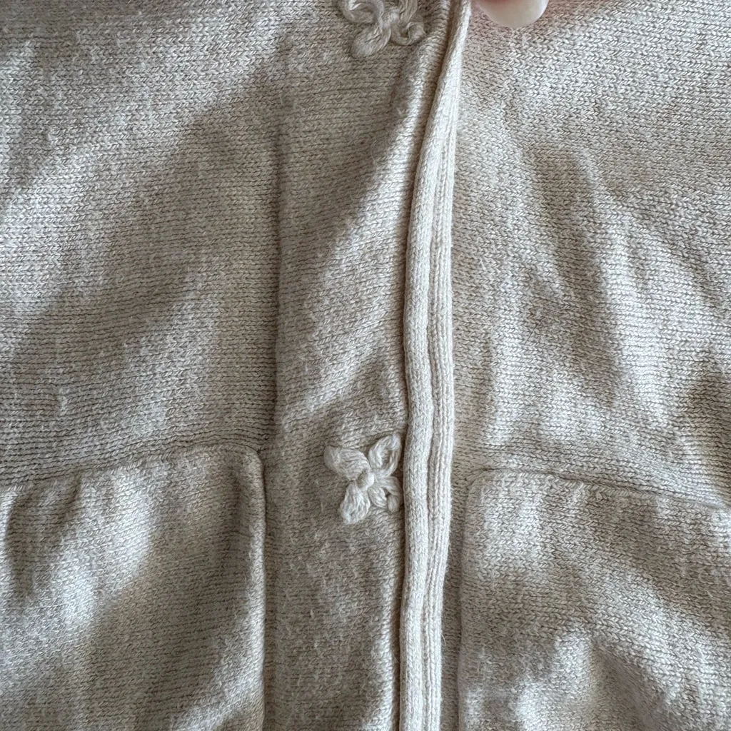 J Jill Pure Jill Cotton Cashmere v neck cardigan oatmeal XS Petite Tan Size undefined - Image 6