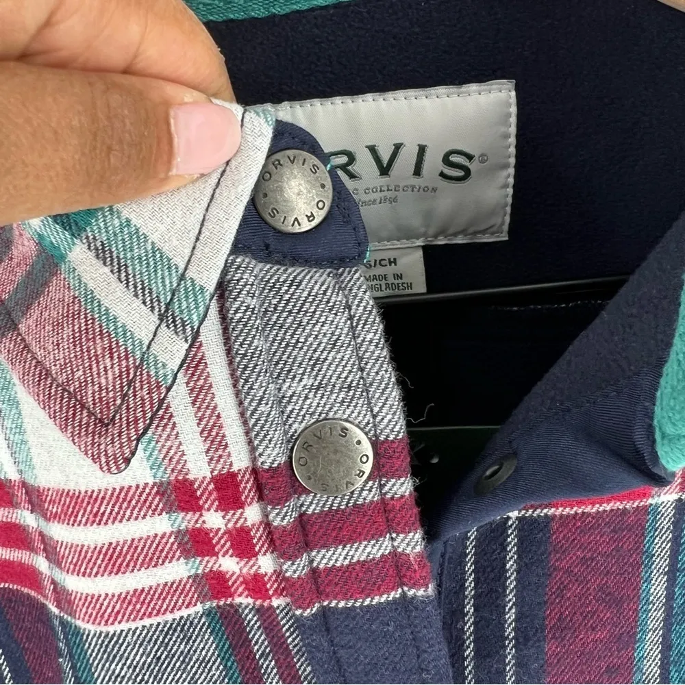 Orvis Pinnacle Shirt Jacket Flannel Multicolor Check Fleece‎ Lined Shacket - Image 5