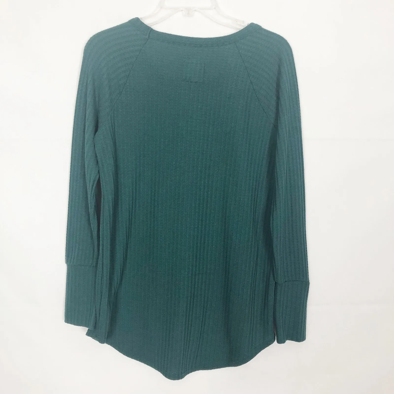 Chaser Long Sleeve Teal Waffle Knit Long Sleeve Top Size M - Image 7