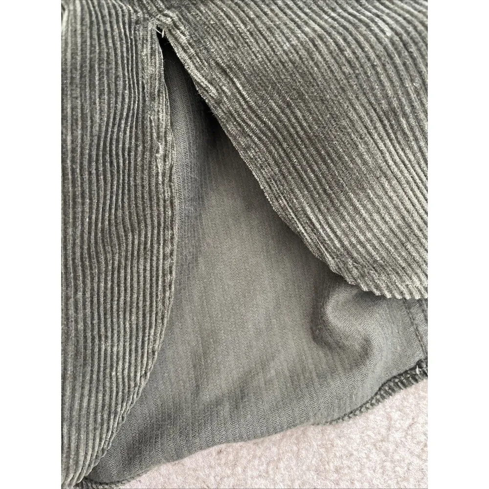 Zara XSmall Women Moss Green Button Down Oversized Corduroy Shirt Dress Grunge - Image 10
