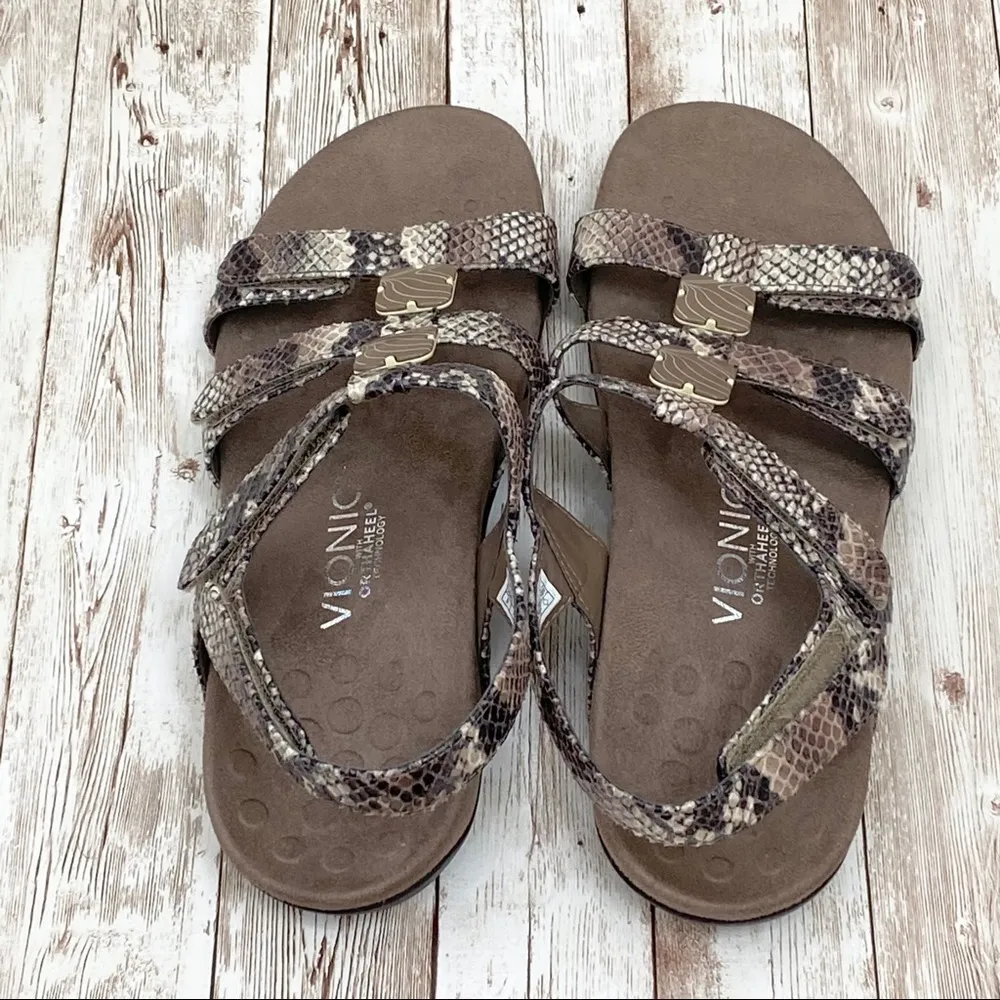 Vionic Rest Amber Natural Beige Snake Sandals 9 - Image 9