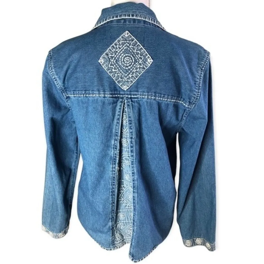 Tantrums Vintage Embroidered Button Down Denim Shirt - Image 93