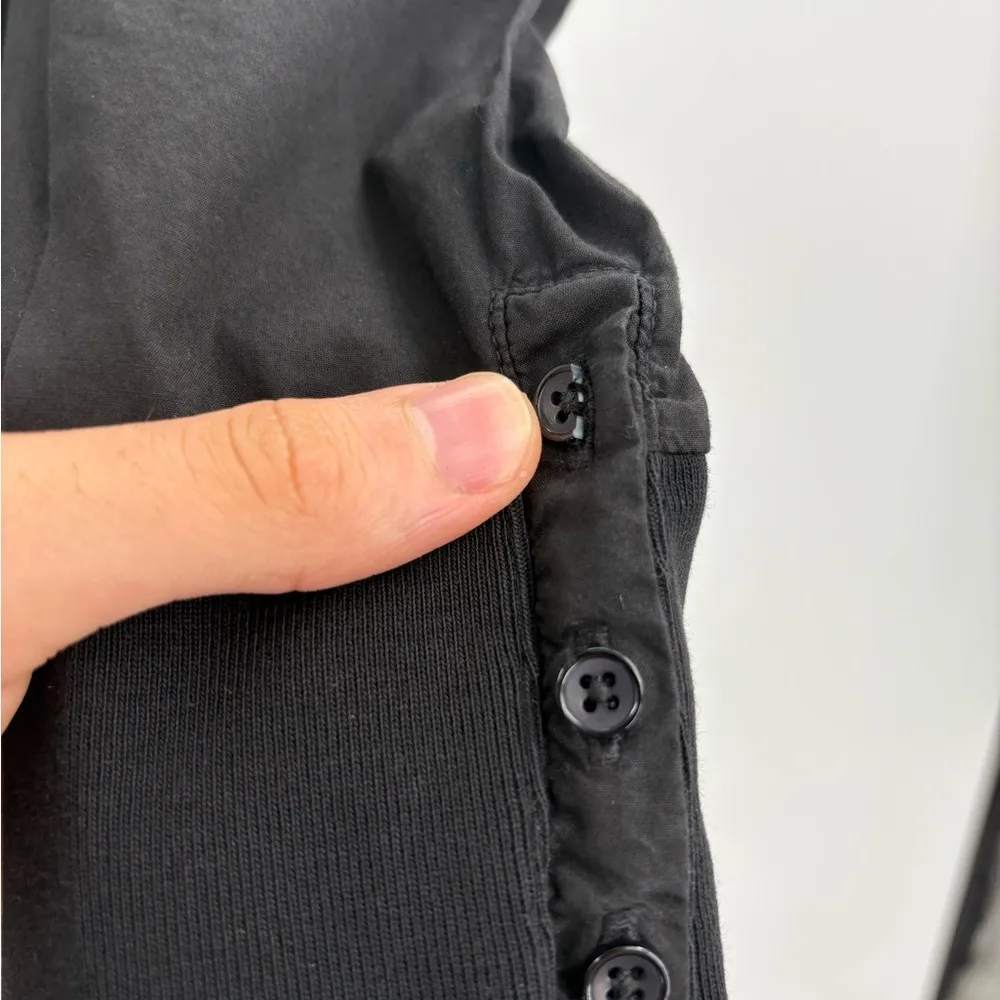 Nation ltd Jenna Cuffed Combo Tee In Jet Black v neck long sleeve blouse medium - Image 6