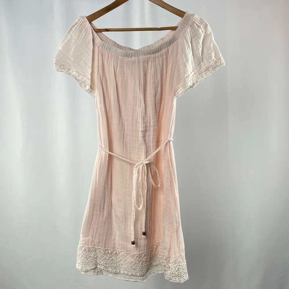 Michael Stars Cotton Off the‎ Shoulder Mini Dress in Light Pink Size Extra Small - Image 4