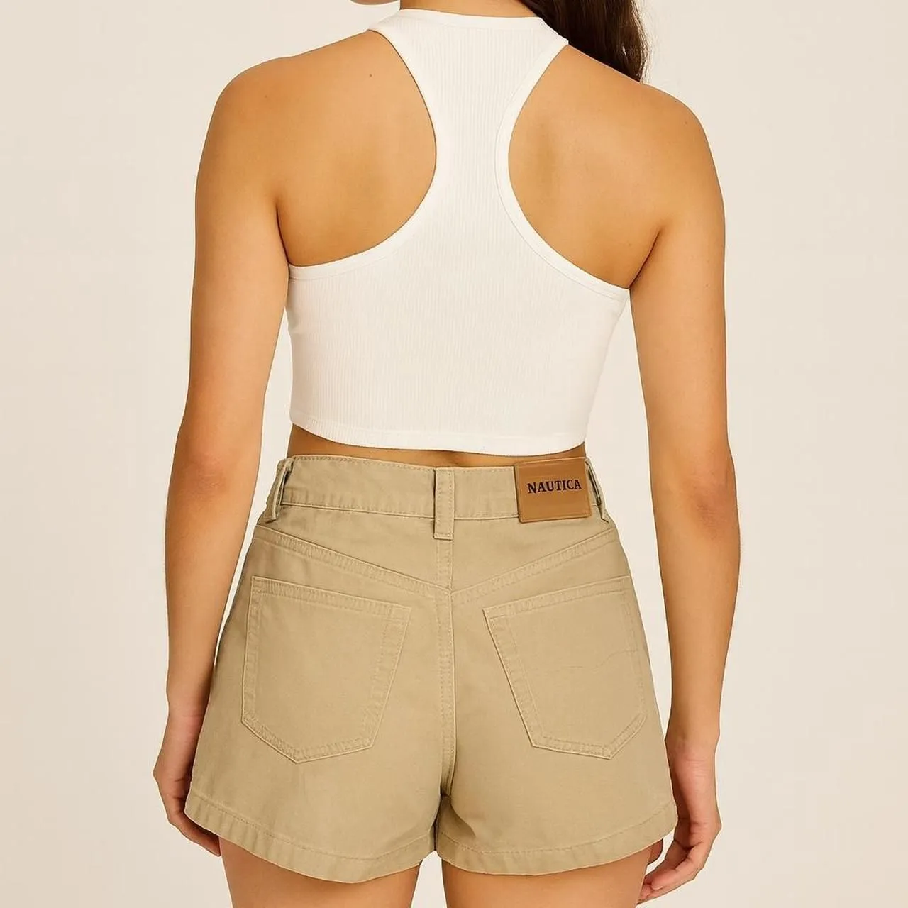 vintage Y2K 2000s retro  Nautica beige cargo khaki shorts - Image 2