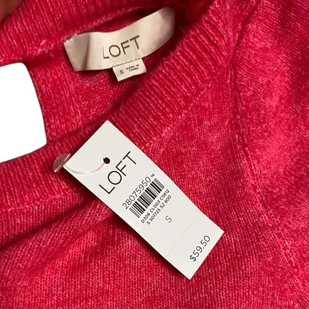 LOFT Hot Pink Open Back Faux Wrap Limited Edition Long Sleeve Sweater - Image 2