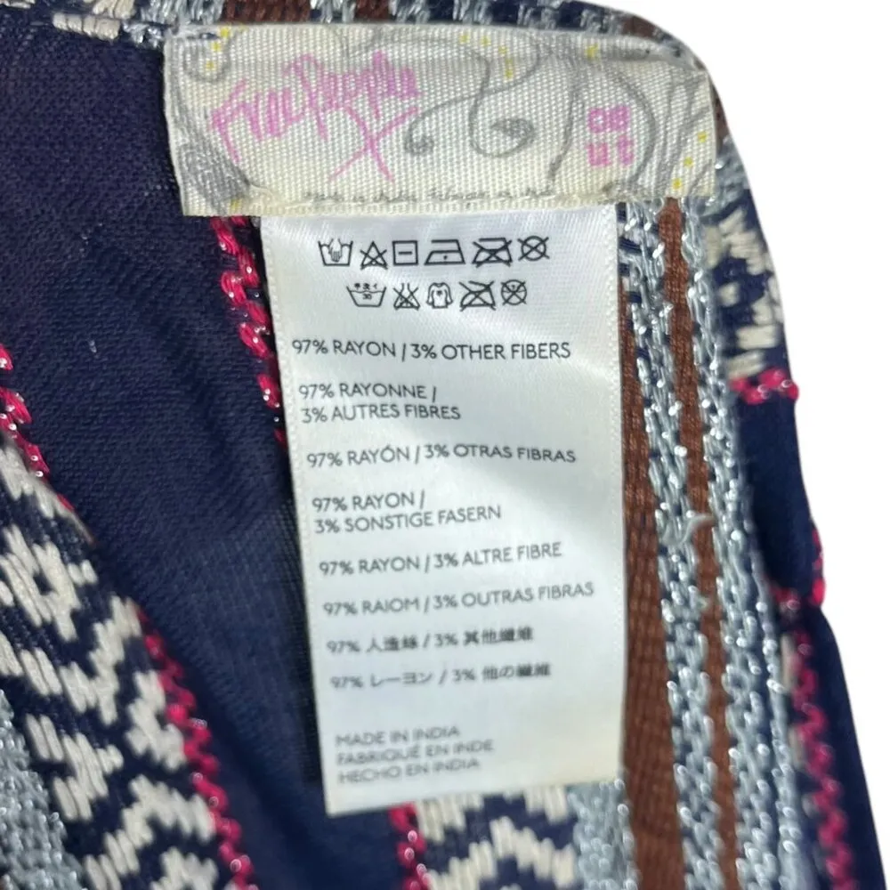 Vintage Free People Womens One Size Tassel Knit Poncho Sweater Ikat Southwestern - Image 5