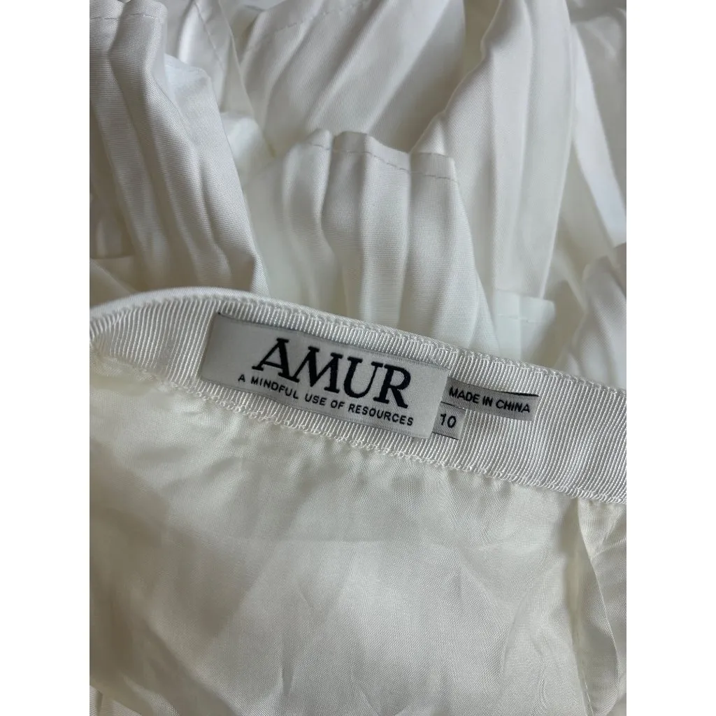 AMUR Ophelia Pleated Taffeta Maxi Skirt White Womens Size 10 - Image 13