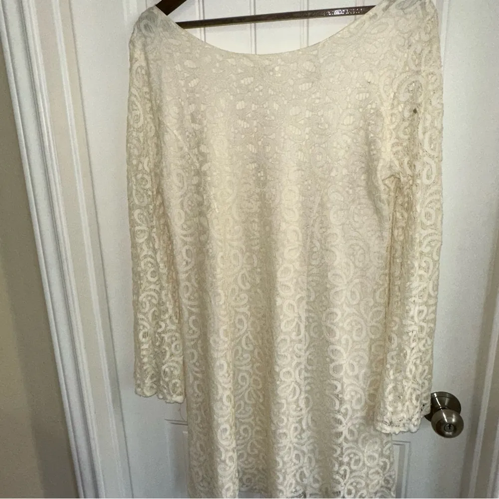 Umgee ivory lace Boho bell sleeve shift dress women 1XL - Image 10