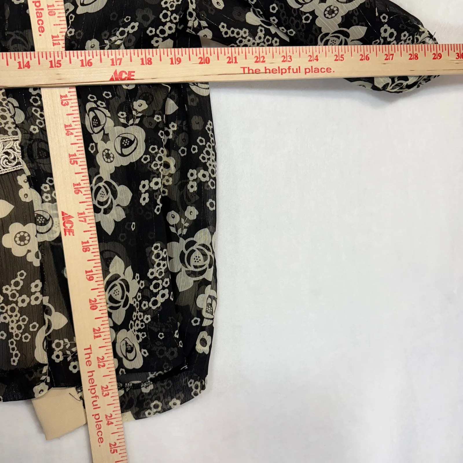 VTG R&M Richards 14 Plus‎ Floral Sheer 3/4 Sleeve Top Open Embroidered Grandma - Image 7