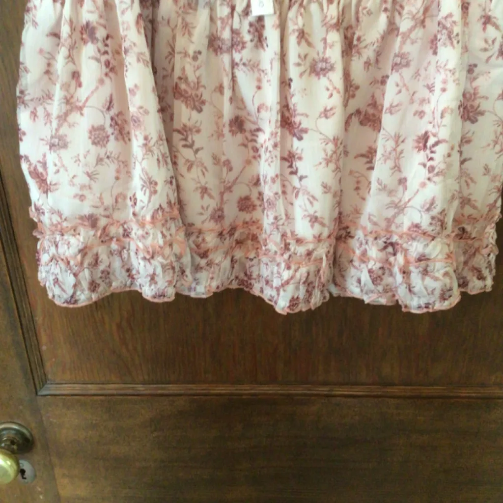 Aqua Floral Smocked Mini Skirt sz medium - Image 5