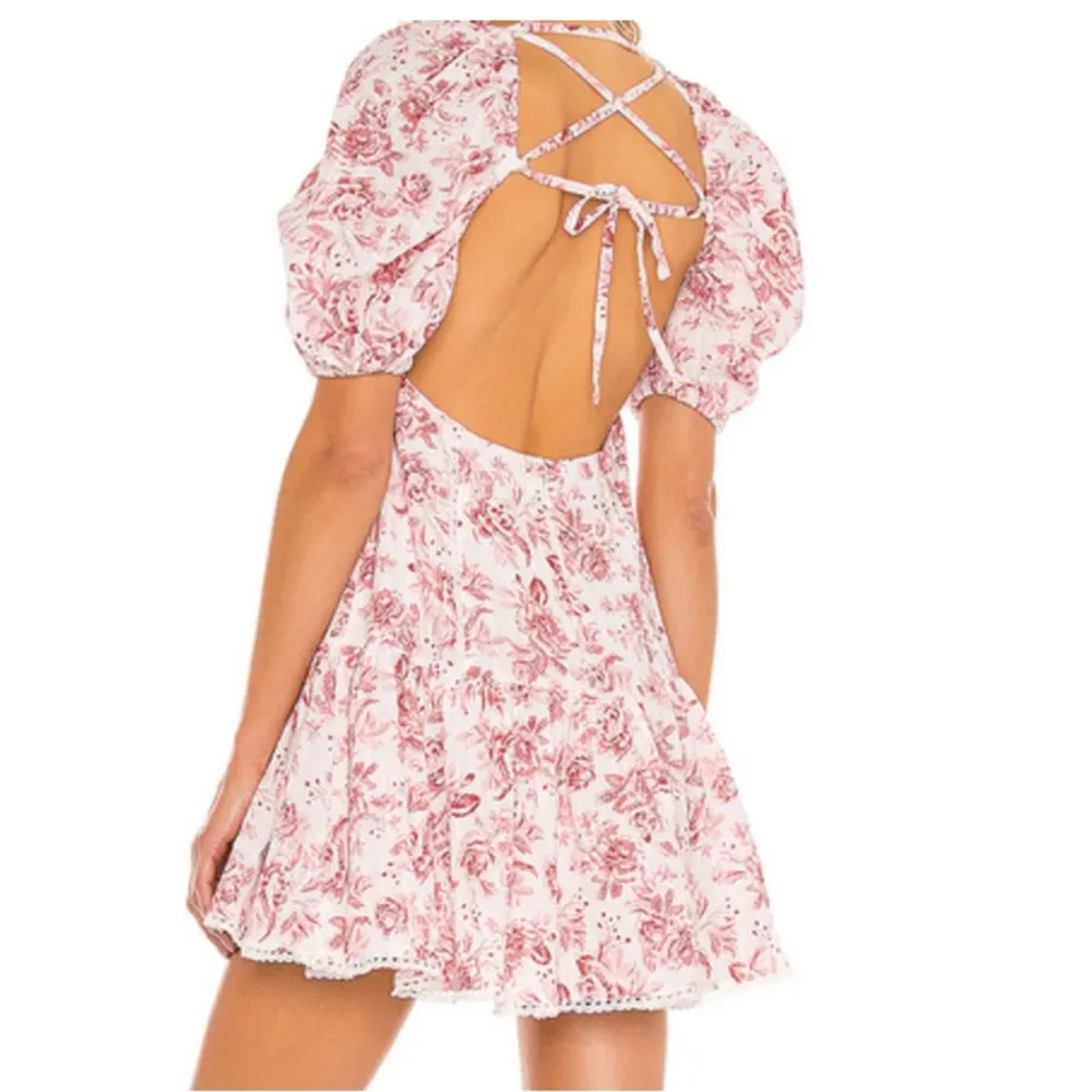 Minkpink Love Story Mini Dress Floral Tie Back Size Large - Image 2