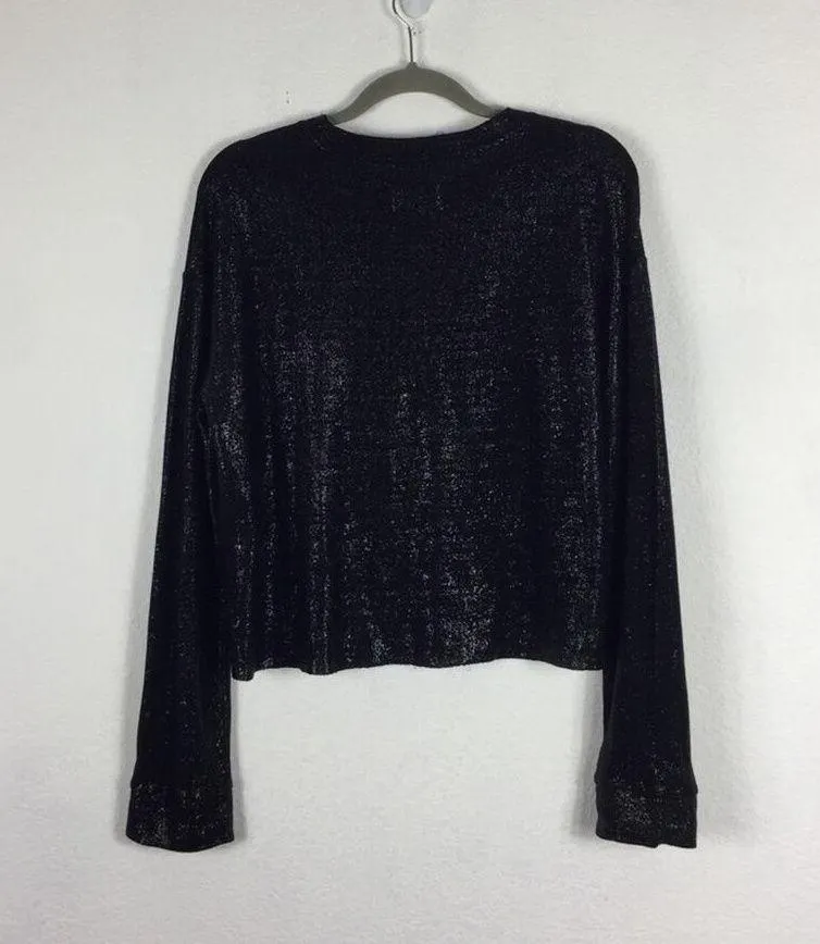RTA Emmett Black Metallic Blouse XS Long Sleeve Lightweight Top Whimsigoth - Image 12