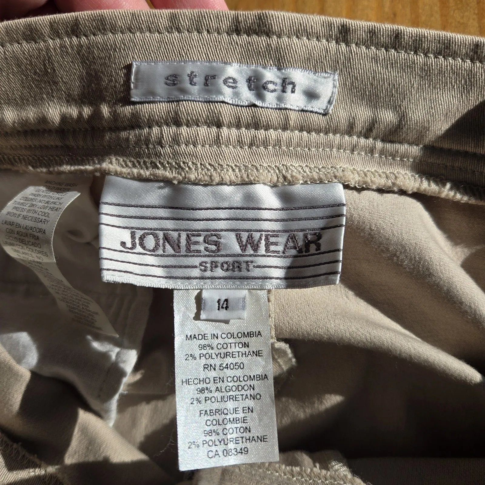 Jones Wear Sport Women's 14 Beige Stretch Straight Leg Pants Trousers Vintage - Image 5