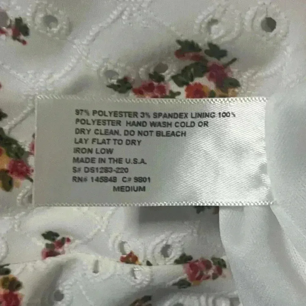 NEW Everly Cream Floral Sleeveless Empire Waist Dress Shoulder Ruffle M Spring - Image 4