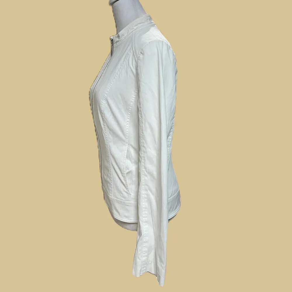 Hilton Hollis White Zip Front Crew Neck Blazer / Jacket Size 2 - Image 4