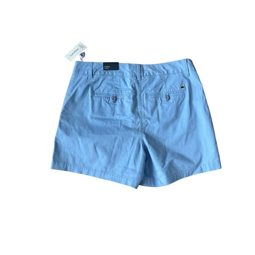 CROWN & IVY Caroline Blue Cotton Blend Shorts Size 8 NEW - Image 2