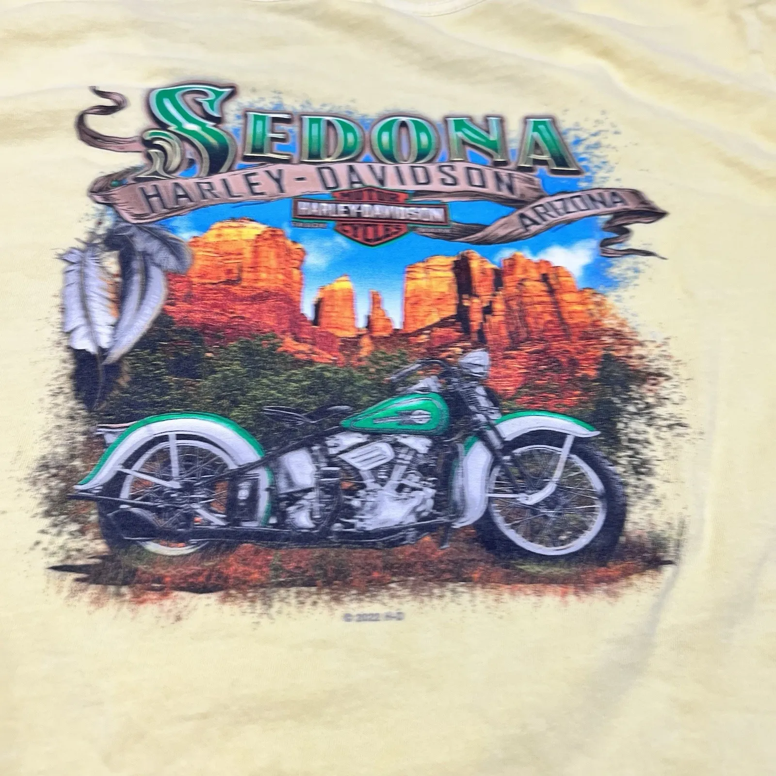 Harley Davidson Yellow V Neck T Shirt Womens 3XL Motorcycle Biker Sedona AZ Size undefined - Image 7