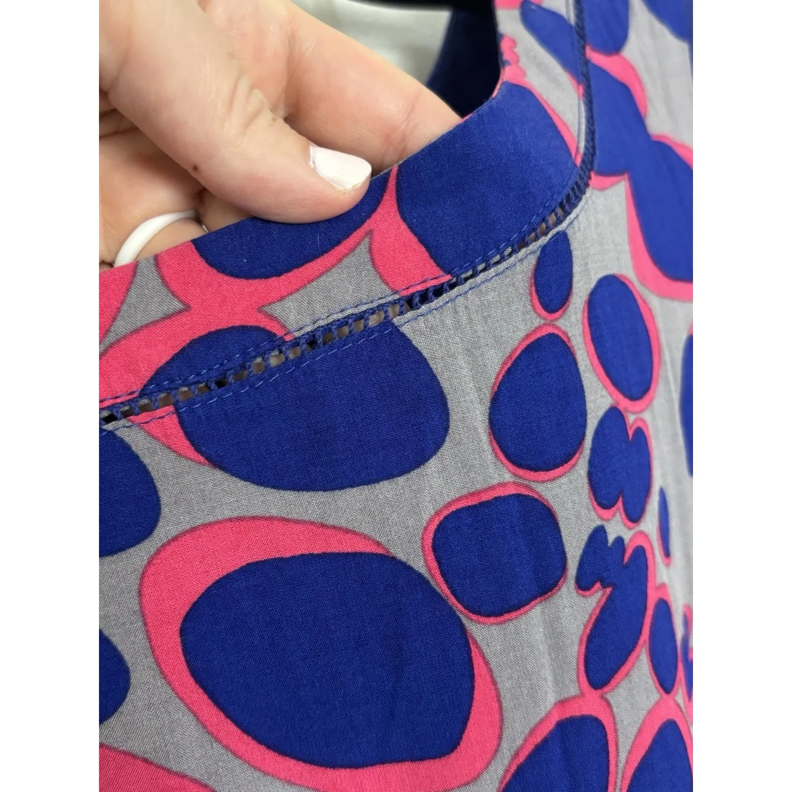 Boden Pink Blue Circle Print Sleeveless Sheath Dress Size 6 Summer Casual - Image 6