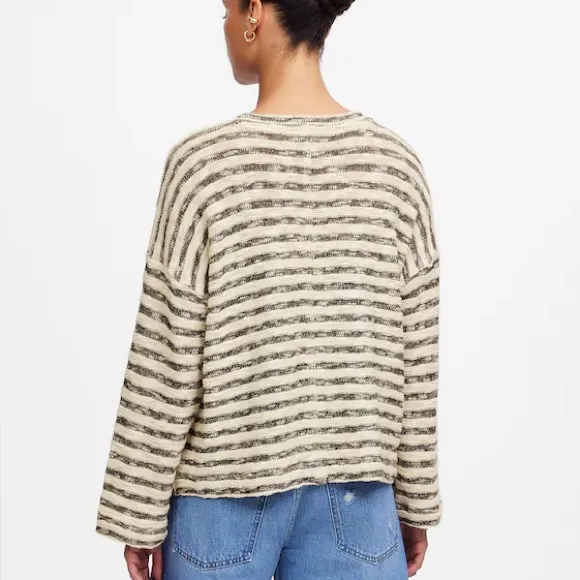 MADEWELL Crewneck Long-Sleeve Knit Tee Shirt Top in Stripe Size Medium - Image 4