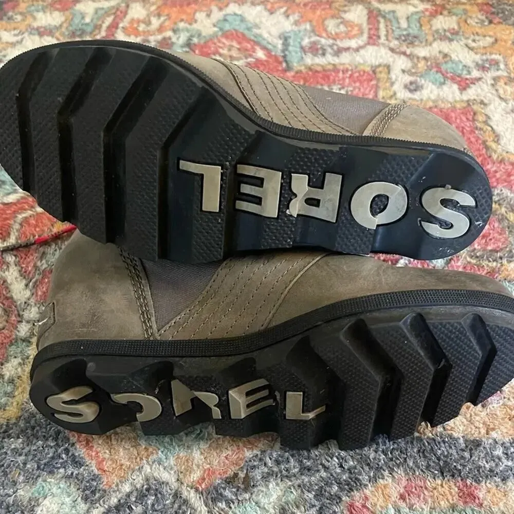 Sorel Women’s  7.5 Lexie Grey Taupe Pink Lace Up Wedge Boots Quarry NL3046-052 - Image 8