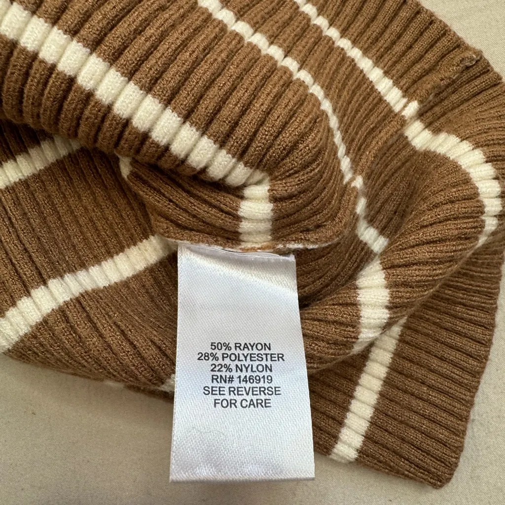 Freshman 1996 Brown Striped Ribbed Knit Long Pull On Skirt with Slit Size XS - Image 7